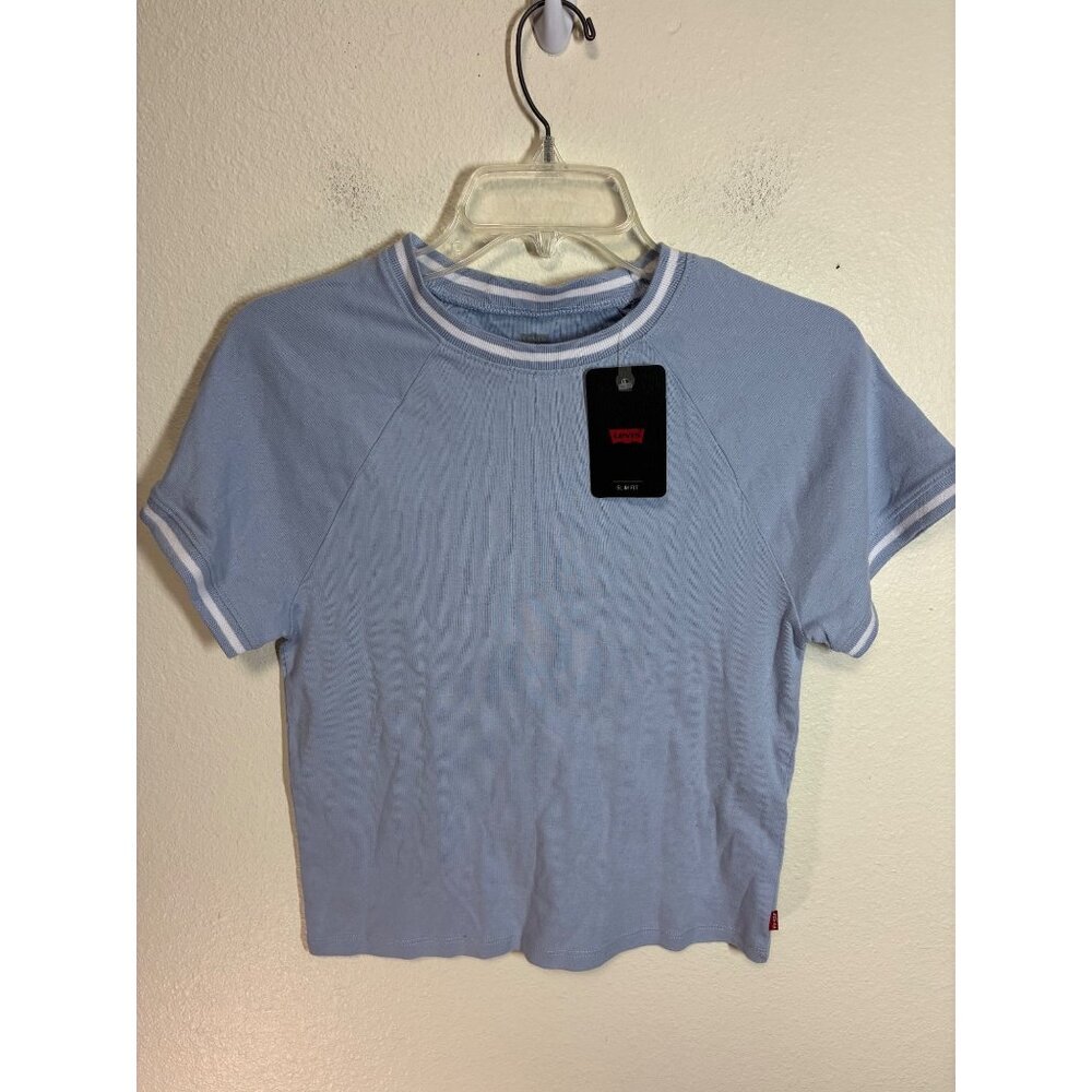 NWT Levi's T-Shirt Slim Fit Casual Crop Y2K Retro Women's Size XL Blue